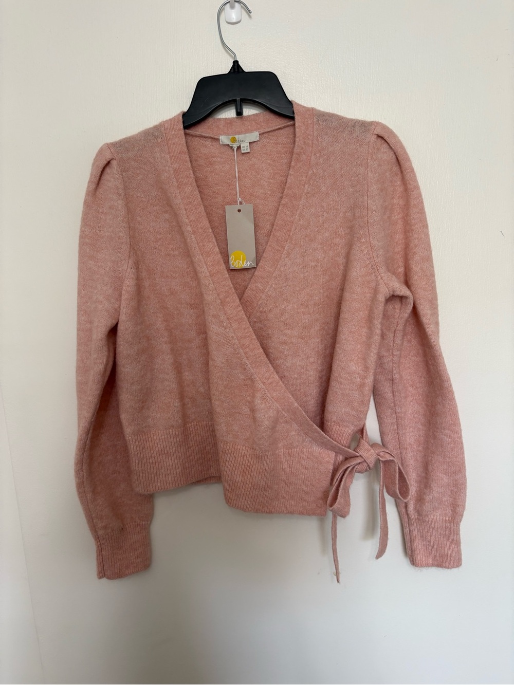 Boden Dusty Pink Wrap V‑Neck Sweater with Side Tie